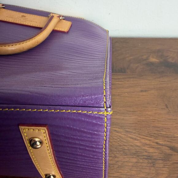 Dooney & Bourke Florentine Vacchetta Purple Leather Top Handle Satchel Tote - Picture 7 of 14